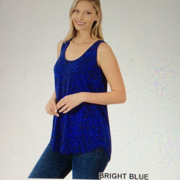 🫐 Zenana outfitters Blue leopard print tank top - Picture 2 of 2